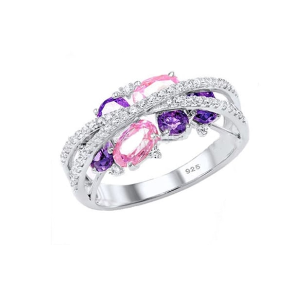 Moissanite Ring Bryllupsforlovelsesring PINK STØRRELSE 8 STØRRELSE 8 pink size 8-size 8