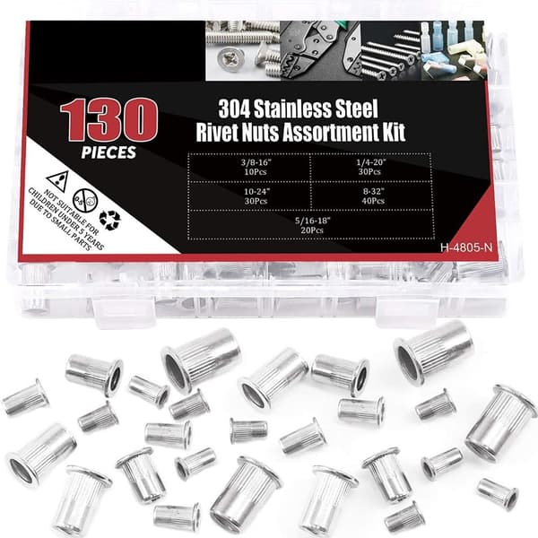 130 Styck Nitmutter Flat Head Rivnut Insatsmutter