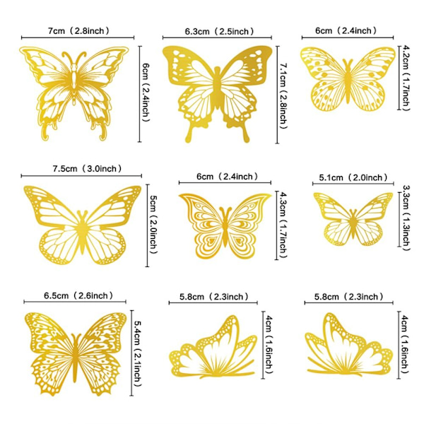 45st 3D Butterfly Cupcake Dekorationer Butterfly Cake Multicolor