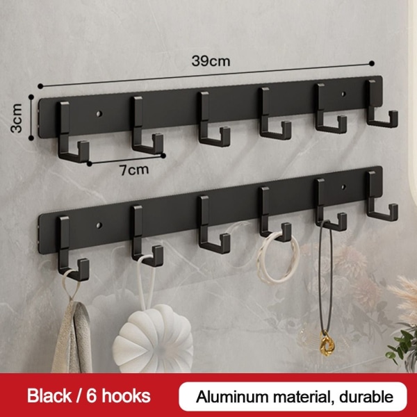 Vegg Dørkrok Stue Dørkrok SORT 4 KROKER 4 KROKER Black 4 hooks-4 hooks