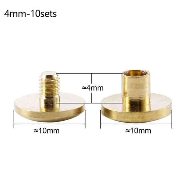 10 stk Arc Bælte Skrue Læder Craft 4MM10SÆT 10SÆT 4mm10sets