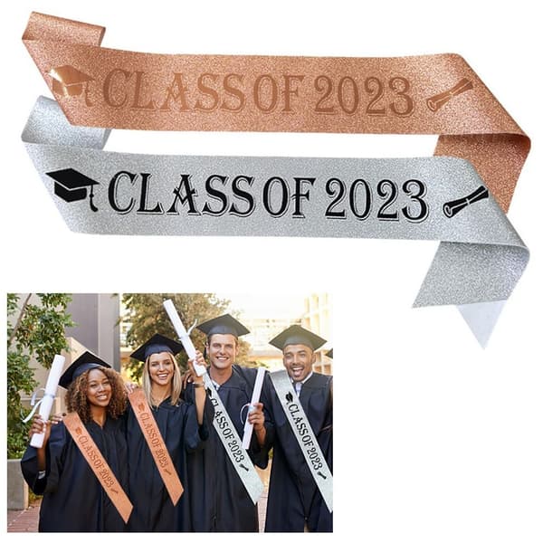 2023 Graduation Sash Valmistunut Satin SILVER silver