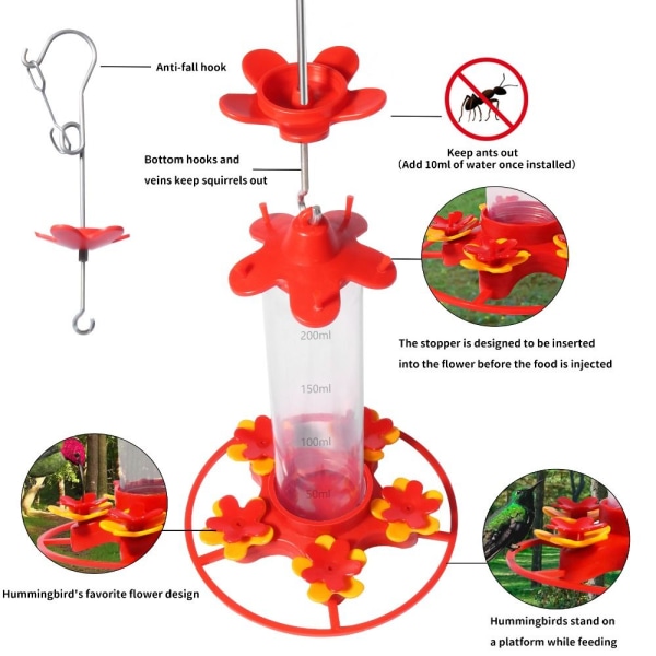 Humming Bird Feeder Lintujen vesisyöttölaitteen ruokintaportit