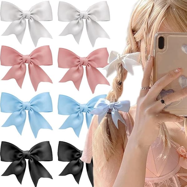 6st Bow Hårklämmor Bowknot Hårstänger VIT white