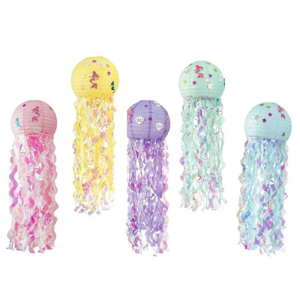 5 Pakke Vandmænd Papir Lanterne Havfrue Papir Lanterne Vandmænd 5 Pack