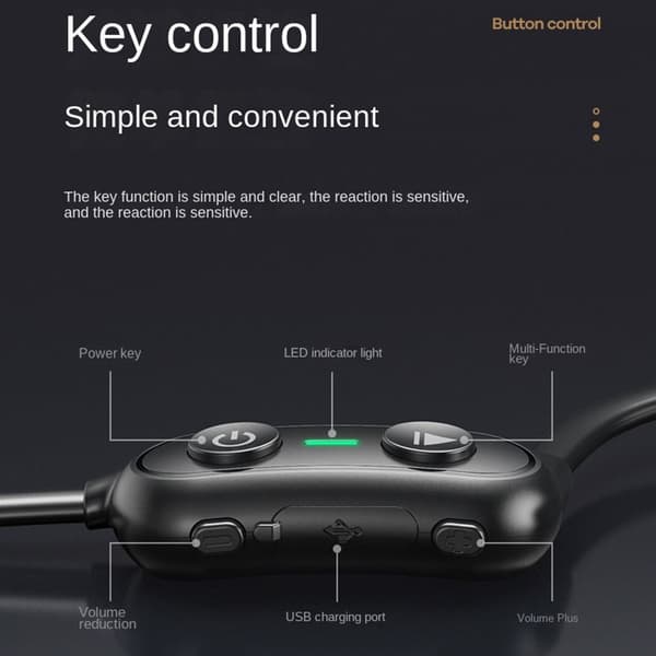Knogleledningsøretelefon Open Ear Trådløs Bluetooth 5.0 black