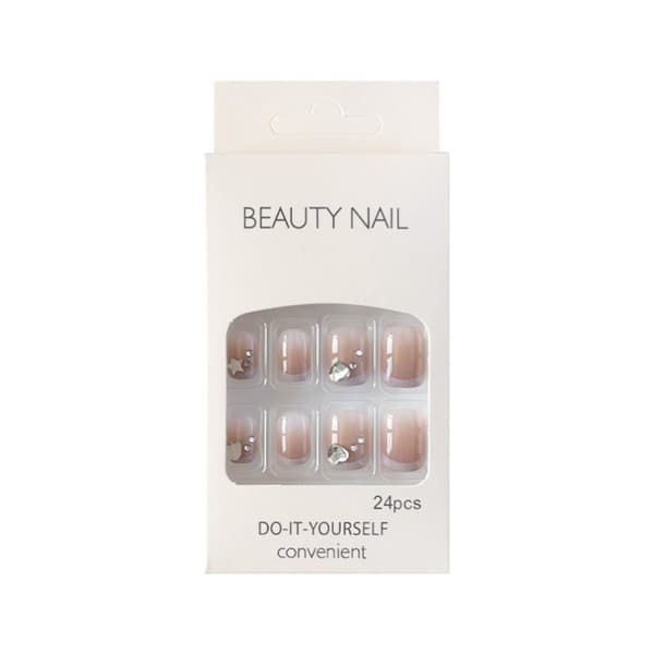 24st False Nails Short Square French 15216
