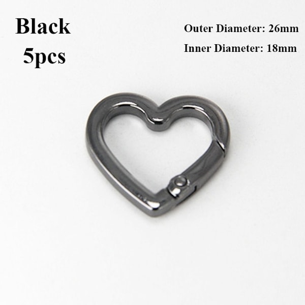 5kpl Jousirengas Soljet Karabiini Kukkarot Käsilaukut MUSTA 26X18MM Black 26x18mm