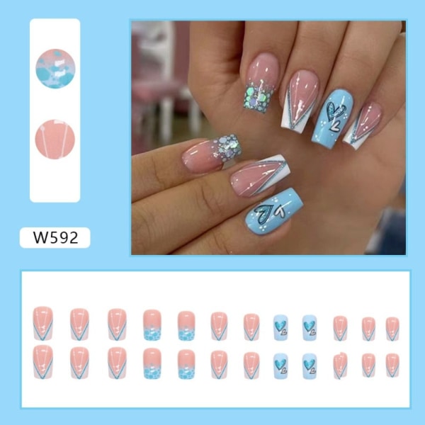 24 stk. False Nails Long Square W592 W592 W592