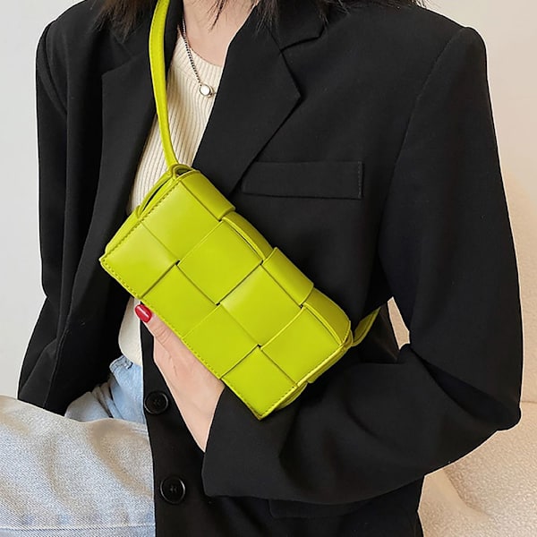 Plaid skuldertasker Quiltet mulepose LYS GRØN LIGHT GREEN