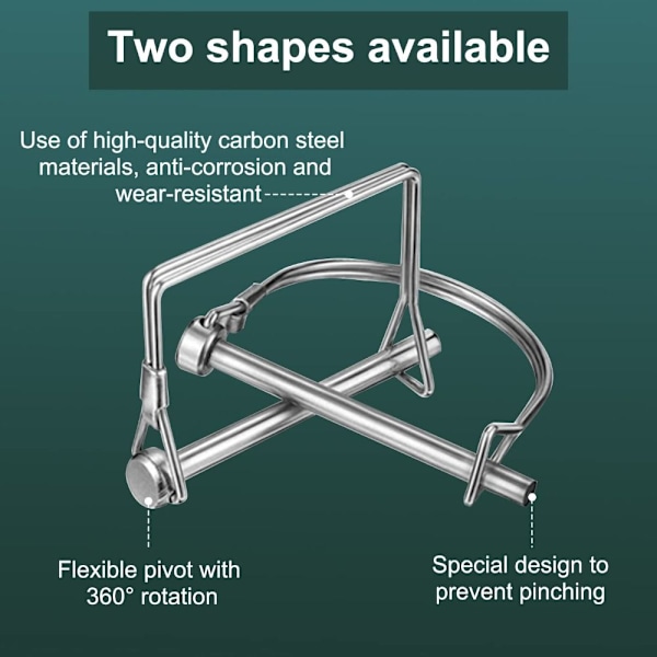 10 Stk Aksel Låsestift Sikkerhedskobling Pin Firkant og Bue