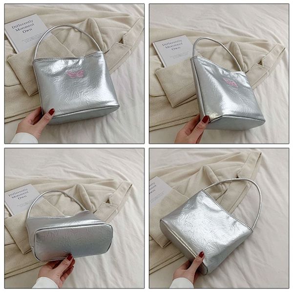 Hopeinen Bucket Bag Kainalolaukku VALKOINEN BUTTERFLY BUTTERFLY white butterfly-butterfly