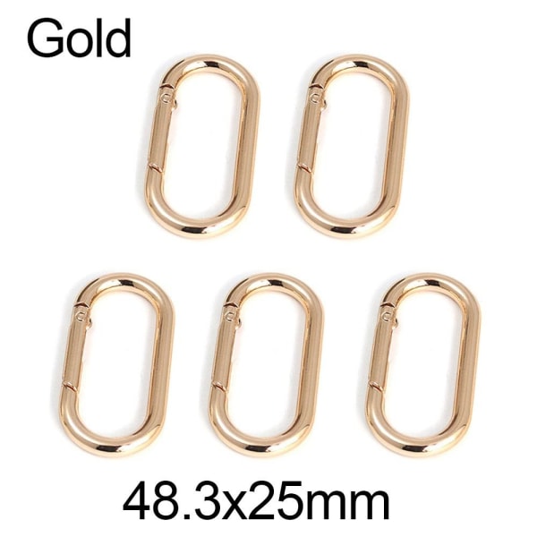 5 stk Fjeder Ovale Ringe Taske Bæltespænder GULD 48,3X25MM Gold 48.3x25mm