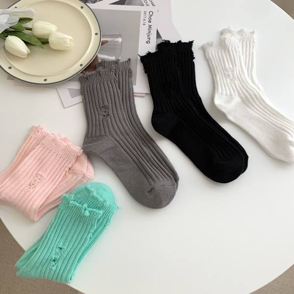 Broken Hole Bomullsstrumpor Beggar Pile Socks CAMEL camel