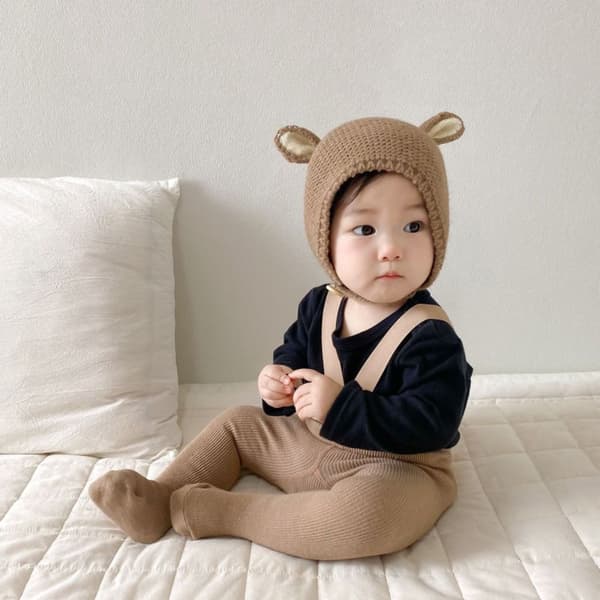 Baby Stickad Barnmössa BRUN brown