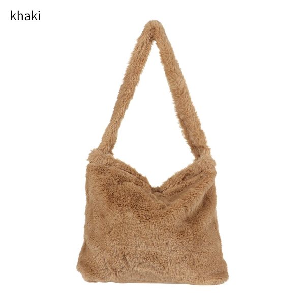 Fluffig axelväska Shoppingväska khaki