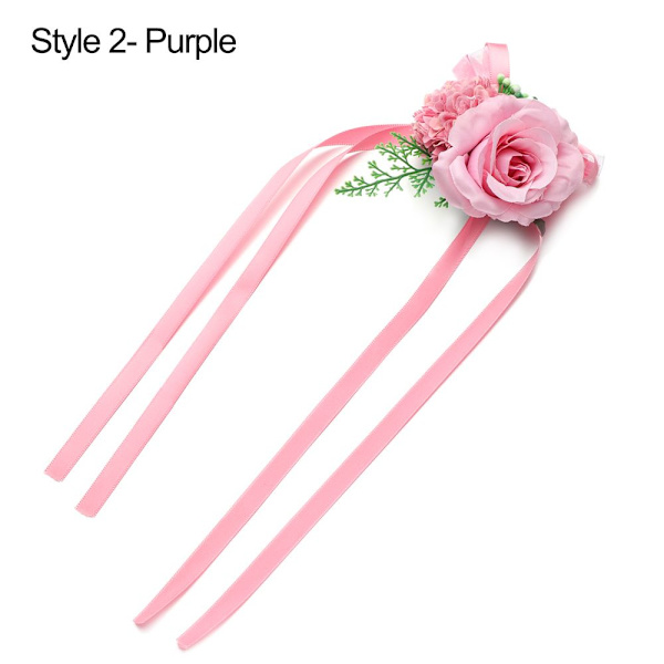 Brud handled Blomma Hand Blommor LILA STYLE2 Purple Style2
