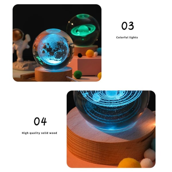 Crystal Ball Lights Planet 3D -pallolamppu 4 4
