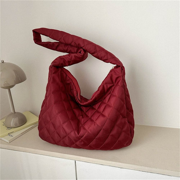 Rutig axelväskor Quiltad tygväska ROSE RED rose red