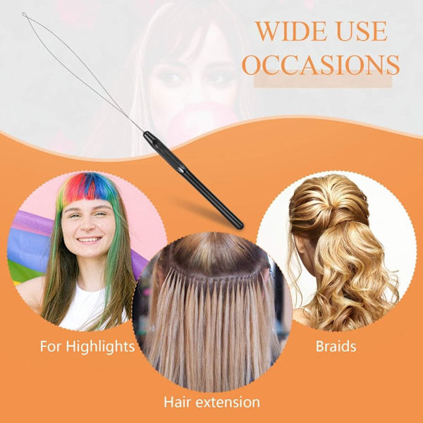20 stk Hair Extension Loop Nåle Loop Tools Threader Trækker
