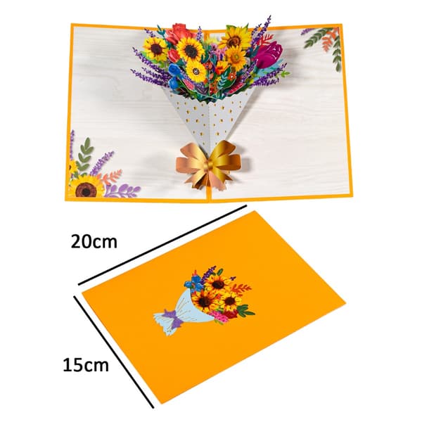 3D buketkort Blomster lykønskningskort A A A