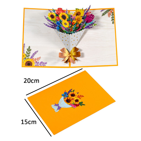 3D-bukettkort Blomsterhilsenskort H H H