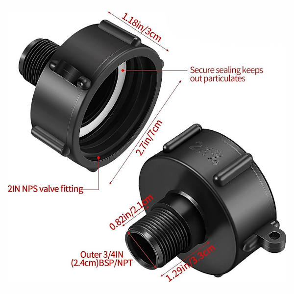2 kpl IBC Tote Fittings -sovitinsovitin tukisovitin