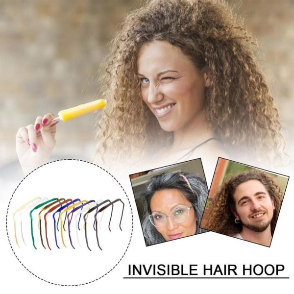 2 KPL Invisible Hair Hoop Paksut kiharat hiusvanteet TUMMAN SININEN Dark blue