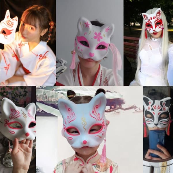 2 stk Anime Foxes Mask Half Face Masks 3 3 3