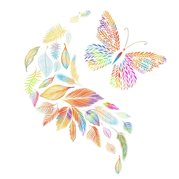 Farverig sommerfugl vægklistermærke med blomsterdekaler 1 1 1