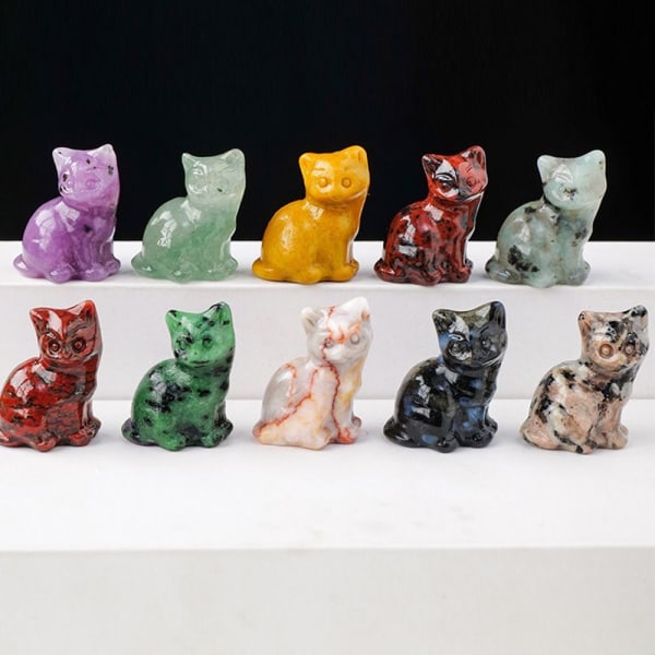 Luonnollinen Crystal Cat Figurine Fortune Cat Statue 10 10 10