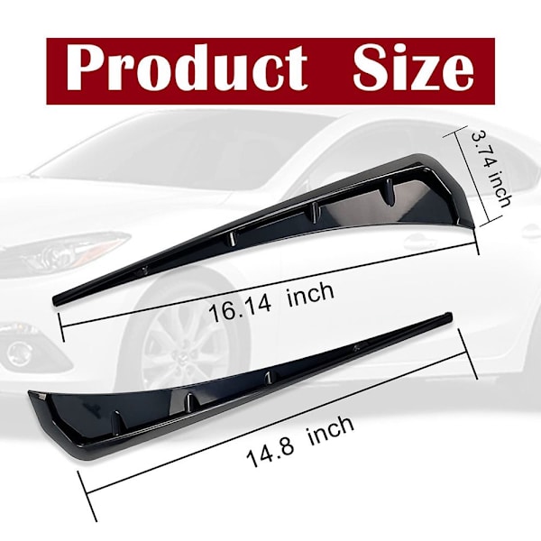 2 STK Bilskjerm Sideventiler ABS GLANS SORT GLANS SORT Glossy Black