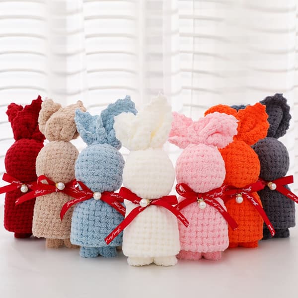 Rabbit Towel Washcloth HARMAA grey