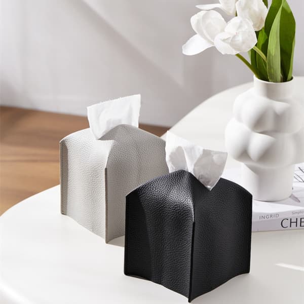 PU Læder Tissue Box VINRØD wine red