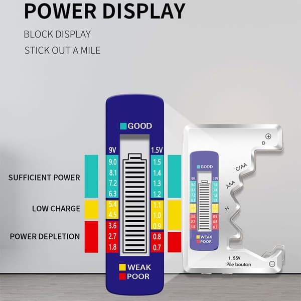 Digital batteritestare LCD-skärm silver