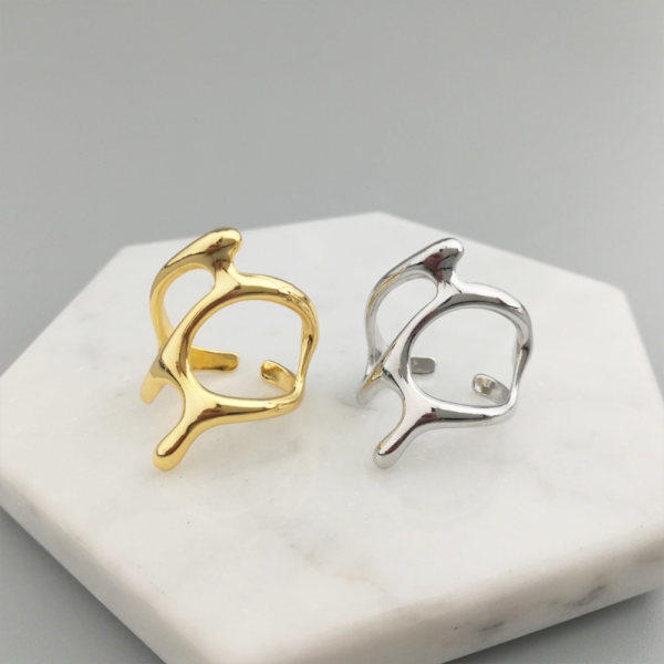 5stk Justerbare Ringe Hule Grene SØLV silver