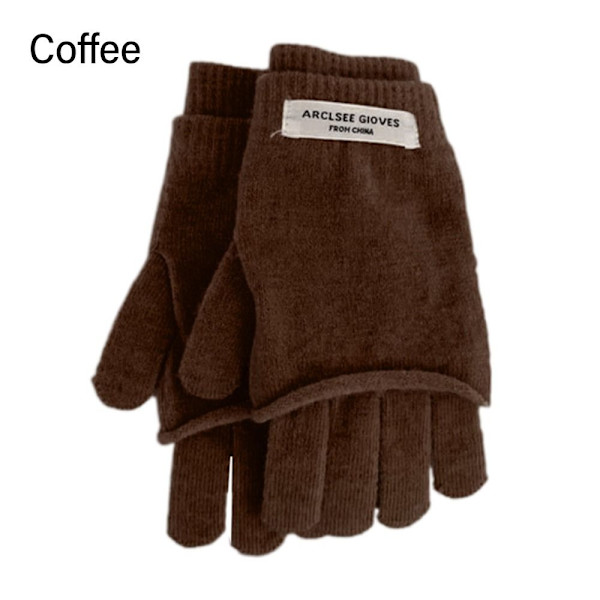 Stickade handskar Handledshandskar KAFFE coffee