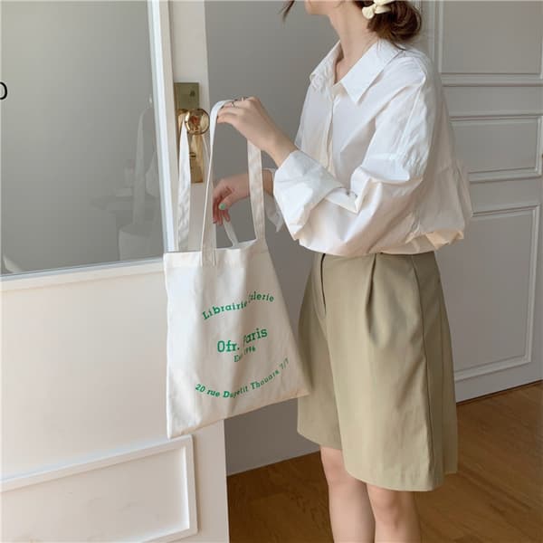 Canvas axelväska Bokstäver print VIT White
