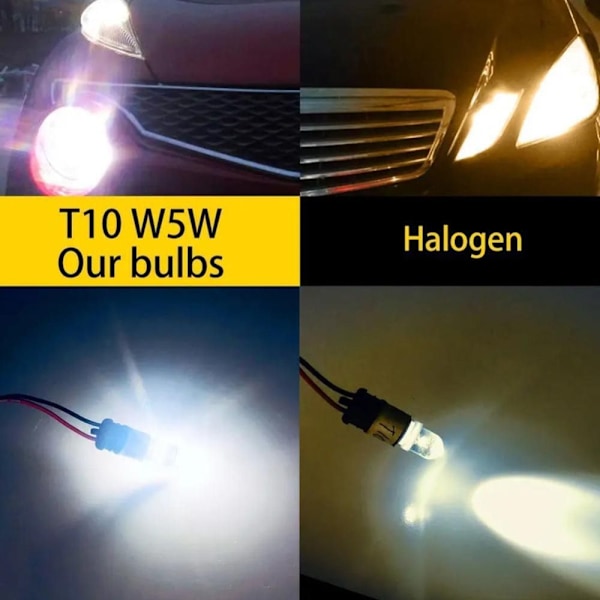 10st Bil LED-lampa LED-signalljus VIT white