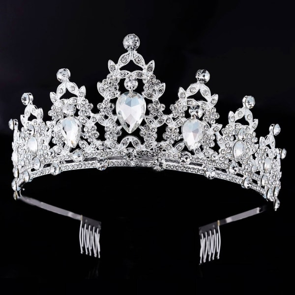 Luksuriøs barokk vintage brudekrone krone tiara SVART Black
