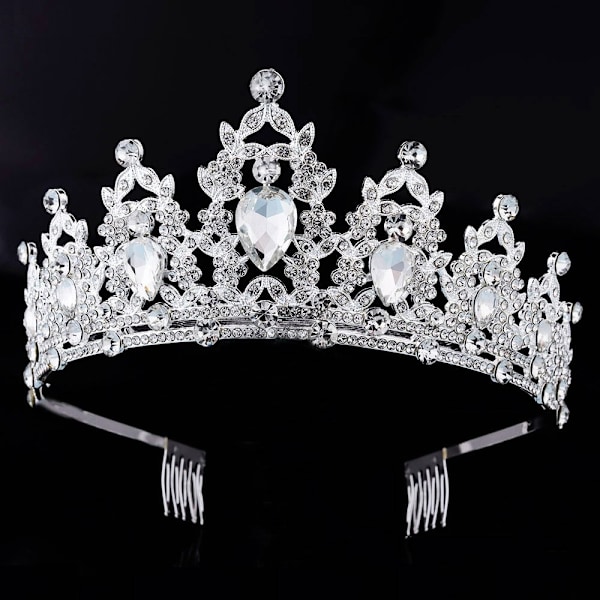 Ylellinen barokkityylinen vintage morsiamenkruunu tiara MUSTA Black