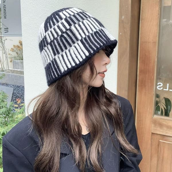 Stickad Bucket Hat Fisherman's Cap BLÅ blue