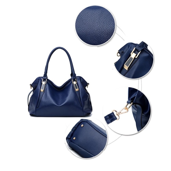 Handväska i konstläder Tote Shoulder Handväska BLÅ Blue