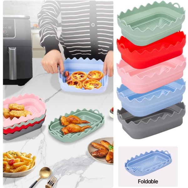 Hopfällbar Air Fryer Ugn Bakplåt Stekt kycklingkorg Mat red