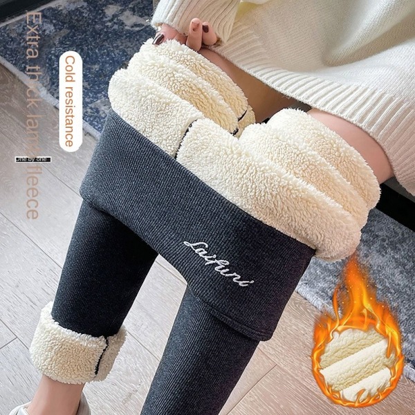 Vinter Thicken Leggings Uld Fleece Bukser LYS GRÅ L LIGHT GREY L