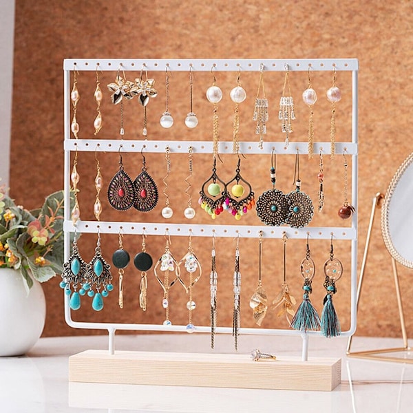 Øredobber Hengende Display Rack Smykker Organizer HVIT white