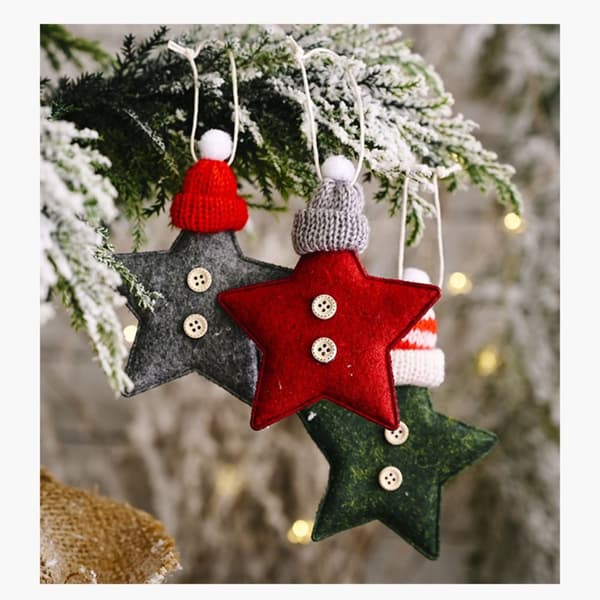 5 Stk Julepynt Xmas Tree Pendant GRÅ STJERNE GRÅ STJERNE Gray Star