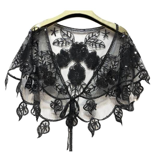 Kvinnors Sjal Aftonbal Cape SVART black