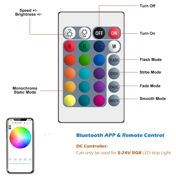 RGB Bluetooth Controller Musik LED Light Strip Controller Light