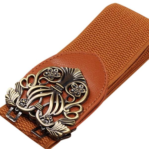 Leveä joustava vyötärövyö Retro solki vyötärönauha PRONSSI-CAMEL Bronze-camel